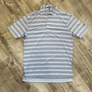Peter Millar Blue and White Striped Polo Shirt